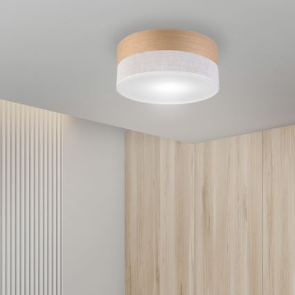 Plafoniera SIRJA WOOD 1xE27/15W/230V diametro 35 cm bianco/quercia