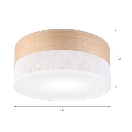 Plafoniera SIRJA WOOD 1xE27/15W/230V diametro 35 cm bianco/quercia