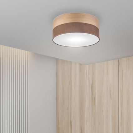 Plafoniera SIRJA WOOD 1xE27/15W/230V diametro 35 cm marrone/quercia