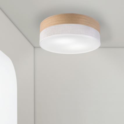 Plafoniera SIRJA WOOD 2xE27/15W/230V diametro 45 cm bianco/quercia