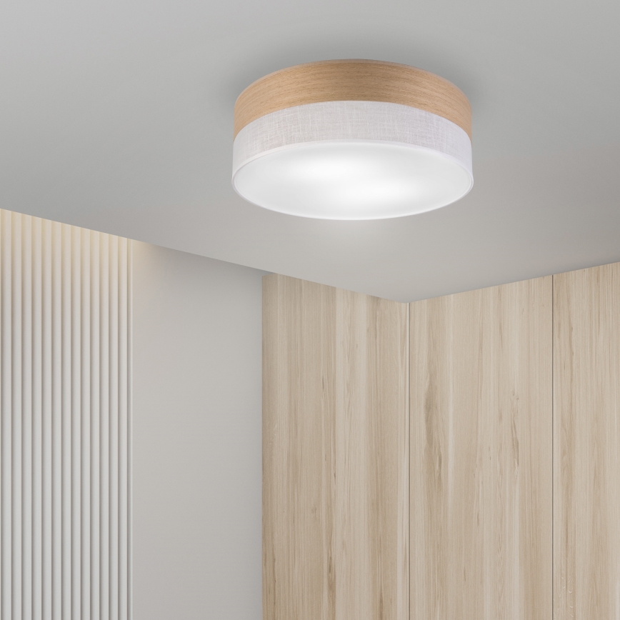Plafoniera SIRJA WOOD 2xE27/15W/230V diametro 45 cm bianco/quercia
