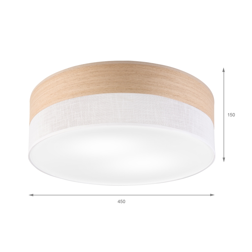 Plafoniera SIRJA WOOD 2xE27/15W/230V diametro 45 cm bianco/quercia
