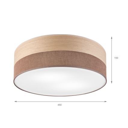 Plafoniera SIRJA WOOD 2xE27/15W/230V diametro 45 cm marrone/quercia