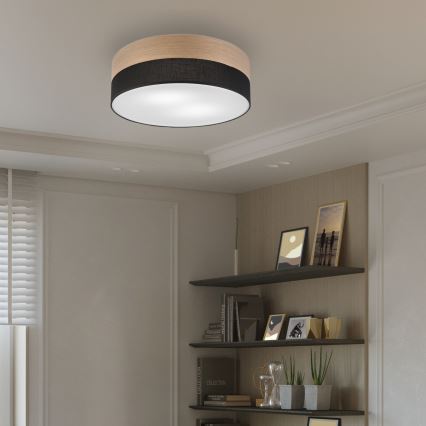 Plafoniera SIRJA WOOD 2xE27/15W/230V diametro 45 cm nero/quercia