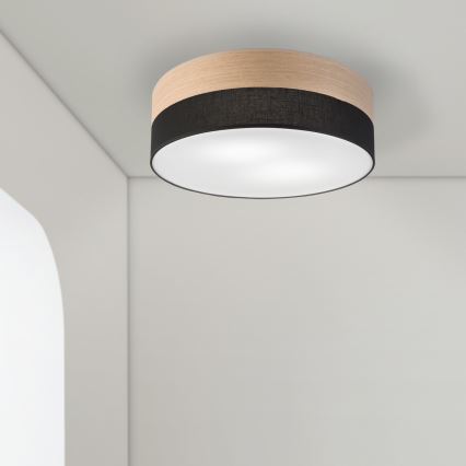 Plafoniera SIRJA WOOD 2xE27/15W/230V diametro 45 cm nero/quercia