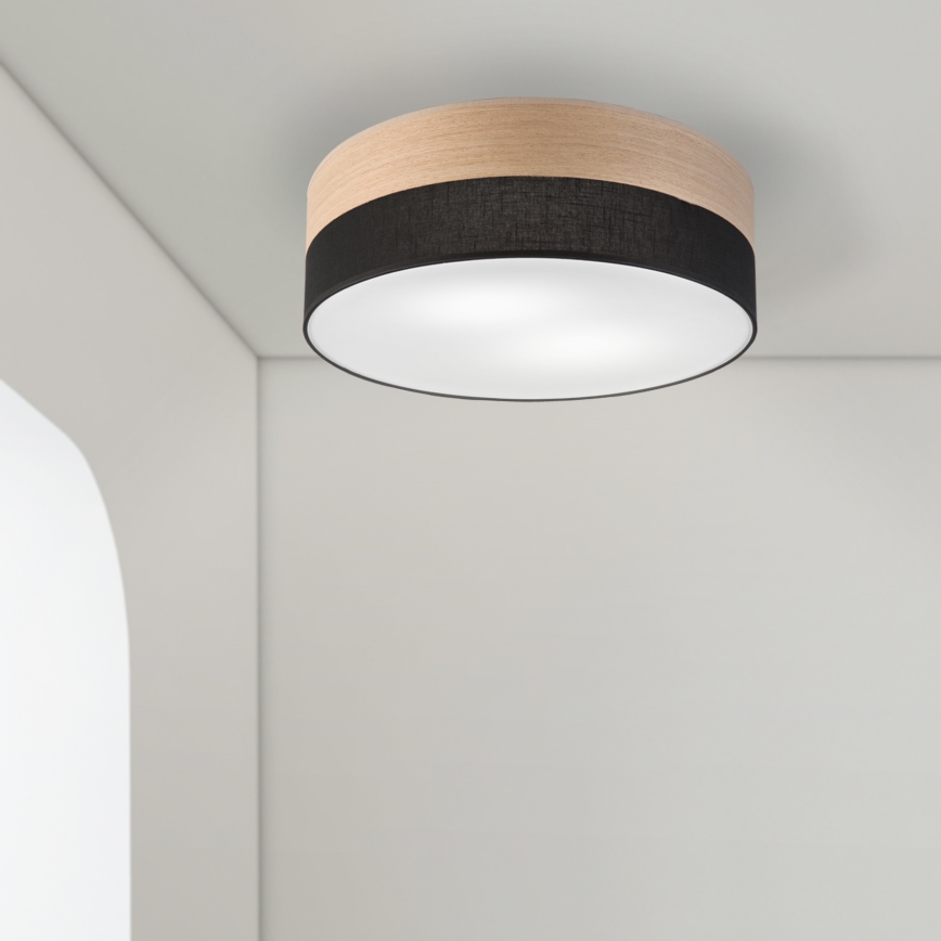 Plafoniera SIRJA WOOD 2xE27/15W/230V diametro 45 cm nero/quercia