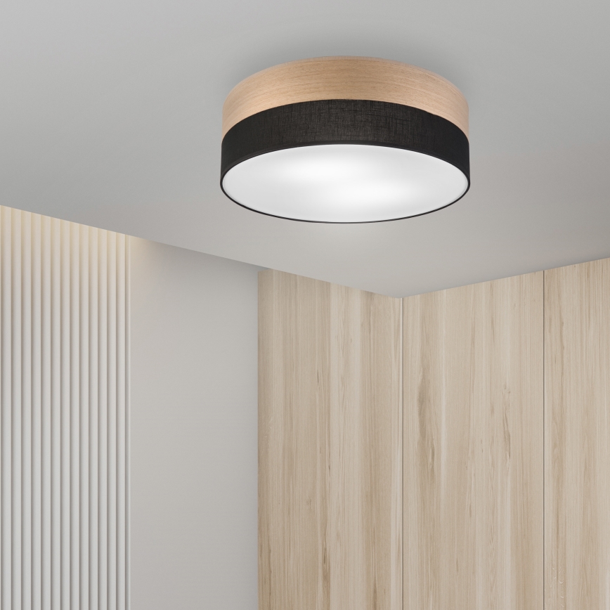 Plafoniera SIRJA WOOD 2xE27/15W/230V diametro 45 cm nero/quercia