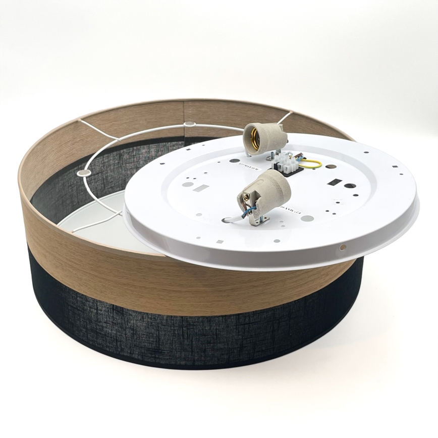 Plafoniera SIRJA WOOD 2xE27/15W/230V diametro 45 cm nero/quercia