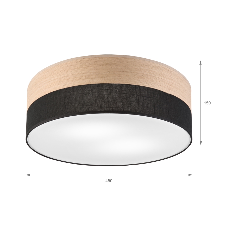 Plafoniera SIRJA WOOD 2xE27/15W/230V diametro 45 cm nero/quercia