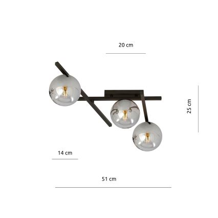 Plafoniera SMART 3xE14/10W/230V nero/grigio
