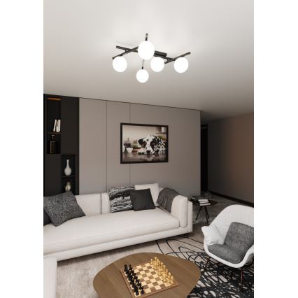 Plafoniera SMART 5xE14/10W/230V nero/bianco