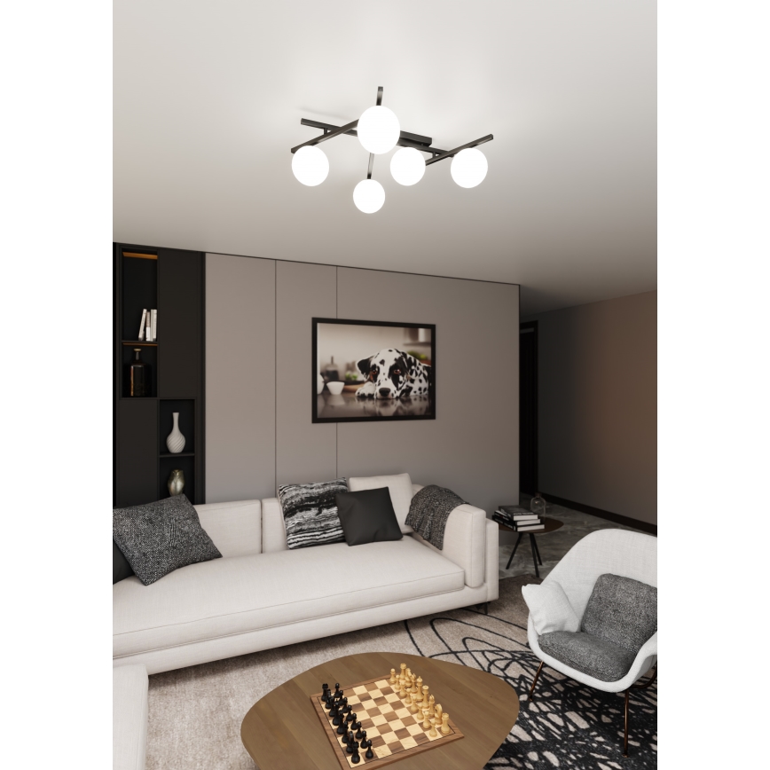 Plafoniera SMART 5xE14/10W/230V nero/bianco