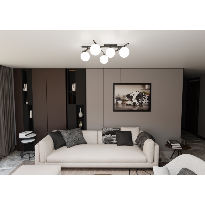 Plafoniera SMART 5xE14/10W/230V nero/bianco