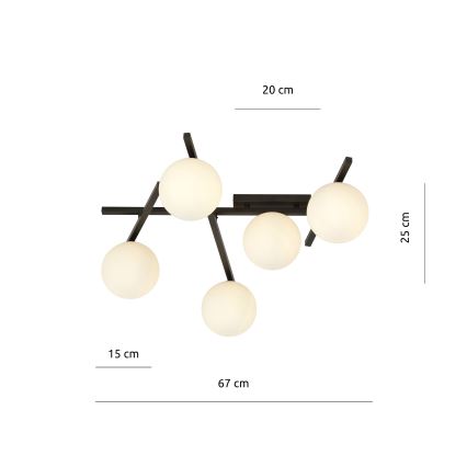 Plafoniera SMART 5xE14/10W/230V nero/bianco