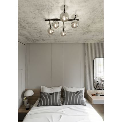 Plafoniera SMART 5xE14/10W/230V nero/grigio