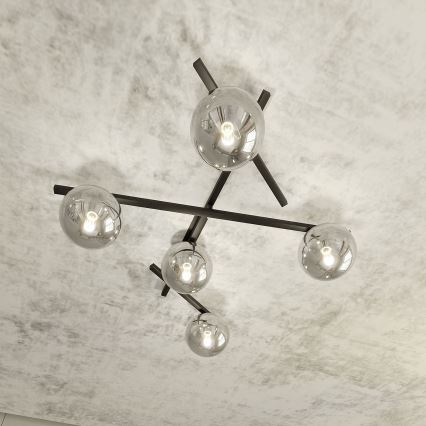 Plafoniera SMART 5xE14/10W/230V nero/grigio