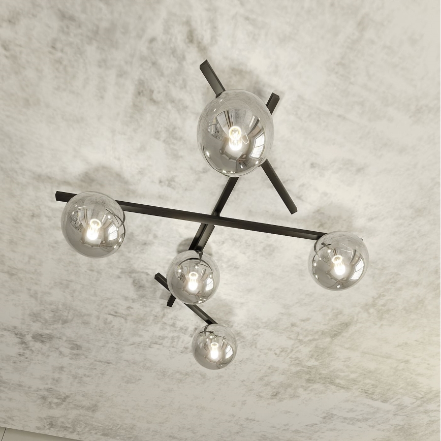 Plafoniera SMART 5xE14/10W/230V nero/grigio