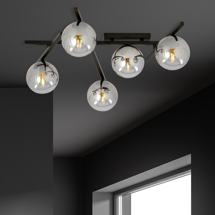 Plafoniera SMART 5xE14/10W/230V nero/grigio