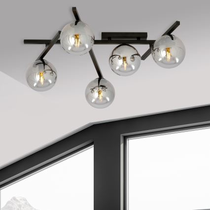 Plafoniera SMART 5xE14/10W/230V nero/grigio