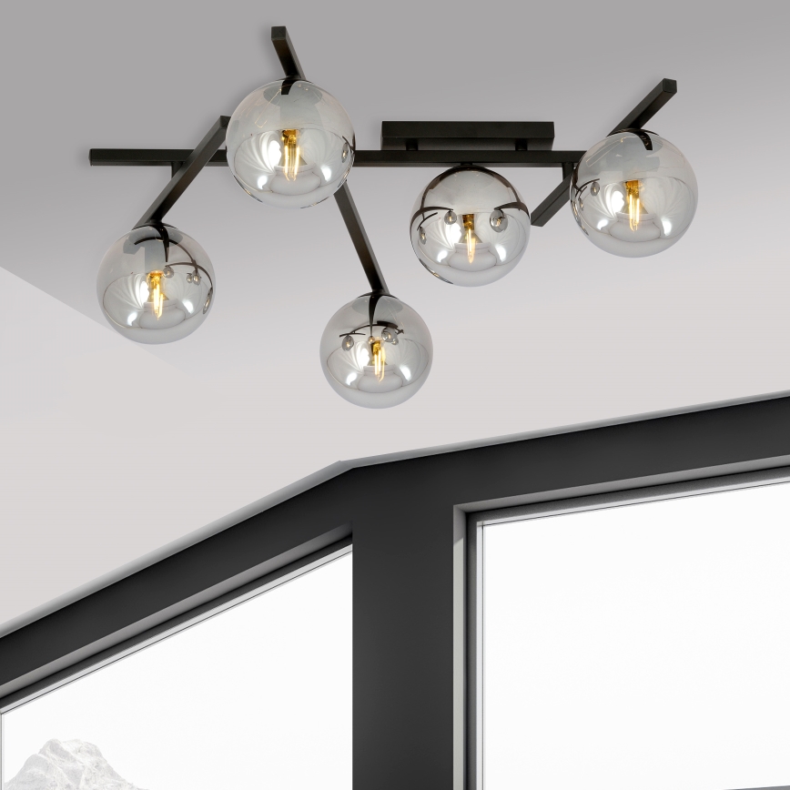 Plafoniera SMART 5xE14/10W/230V nero/grigio