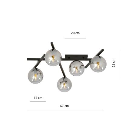 Plafoniera SMART 5xE14/10W/230V nero/grigio