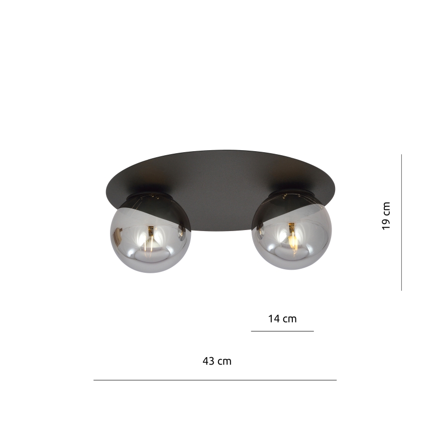 Plafoniera SOLAR 2xE14/10W/230V nero/grigio