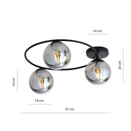 Plafoniera SOPRA 3xE14/10W/230V nero