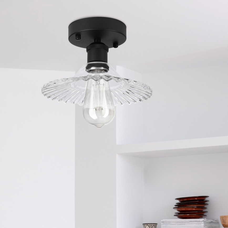 Plafoniera TRISH 1xE27/15W/230V nero/trasparente