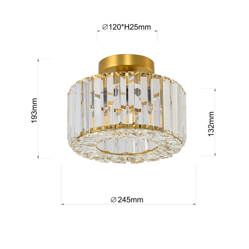 Plafoniera VETRO 1xE27/15W/230V Ø 24,5 cm dorata