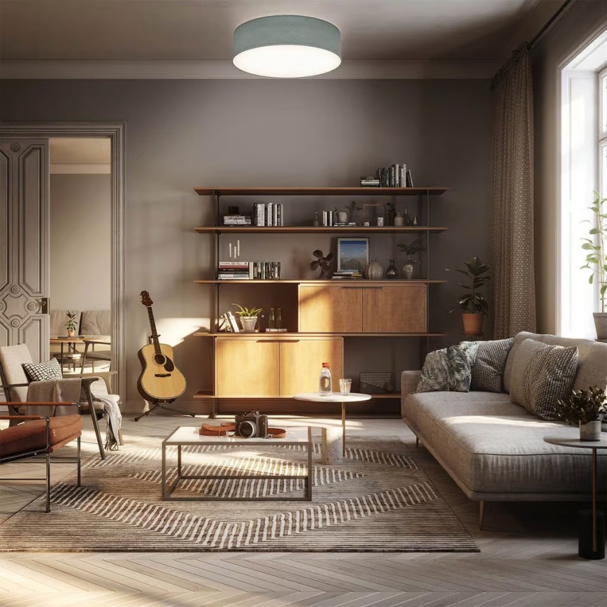 Plafonnier 2xE27/40W/230V, diam. 38 cm, gris