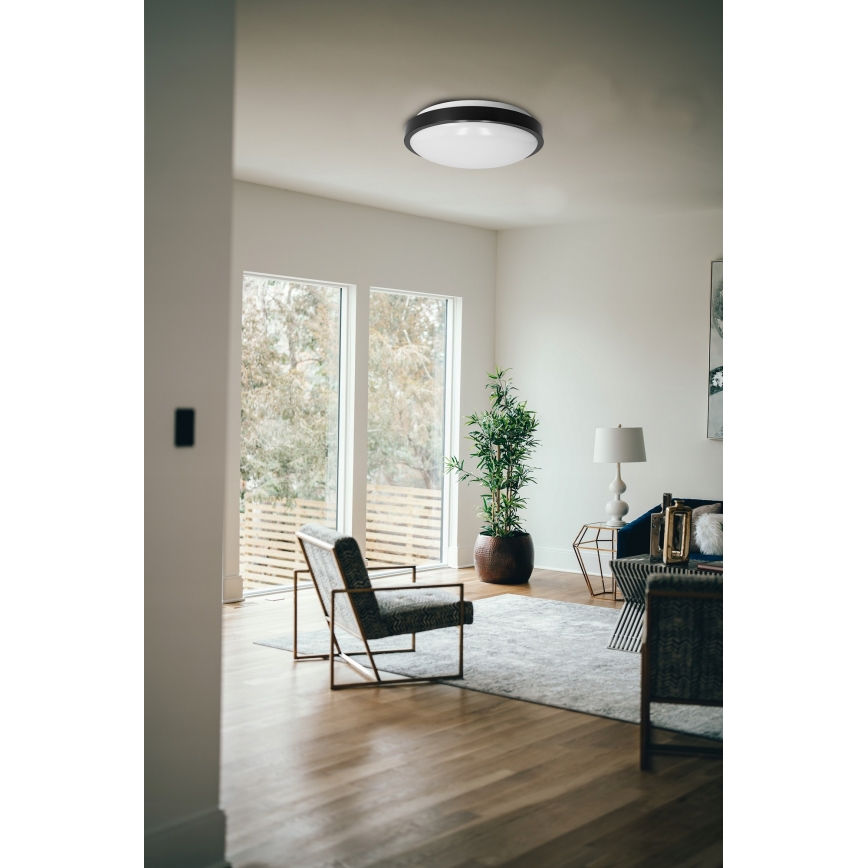 Plafonnier 2xE27/40W/230V Ø 29,5 cm noir