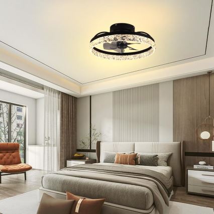 LED Plafonnier à intensité variable avec ventilateur LED/35W/230V 3000-6500K noir + télécommande