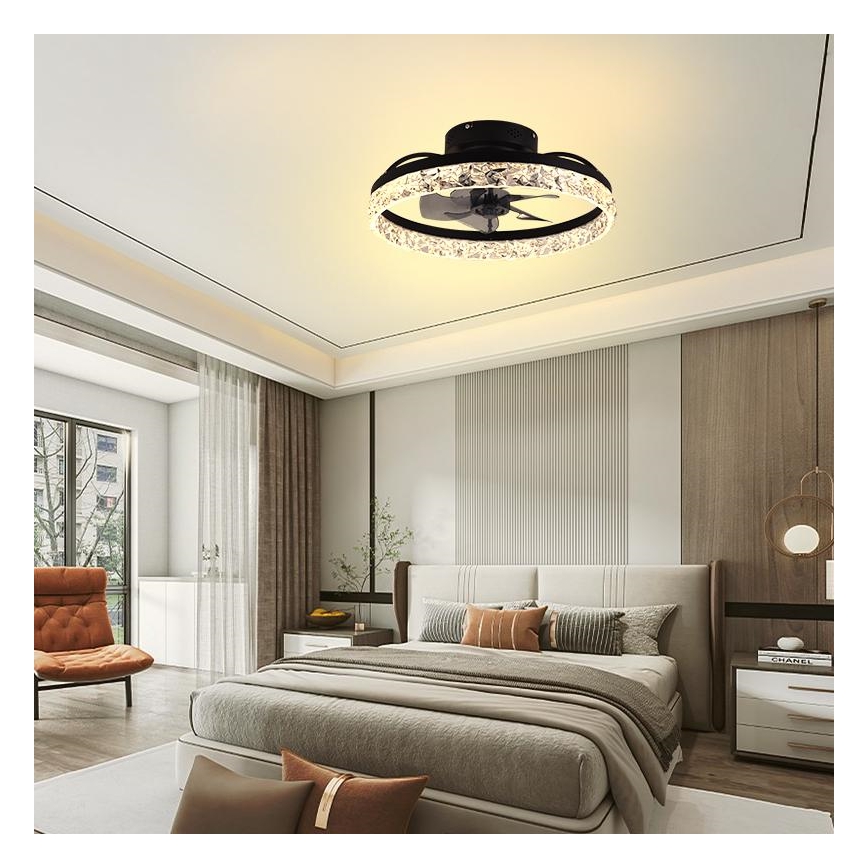 LED Plafonnier à intensité variable avec ventilateur LED/35W/230V 3000-6500K noir + télécommande