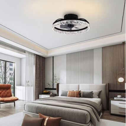 LED Plafonnier à intensité variable avec ventilateur LED/35W/230V 3000-6500K noir + télécommande
