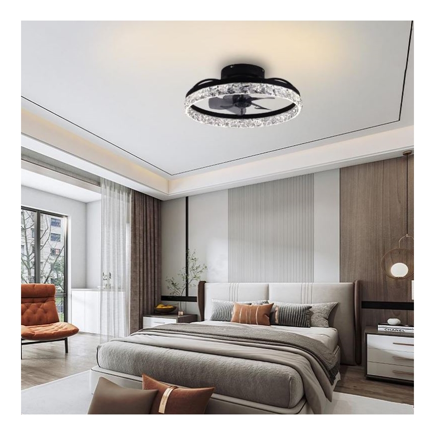 LED Plafonnier à intensité variable avec ventilateur LED/35W/230V 3000-6500K noir + télécommande