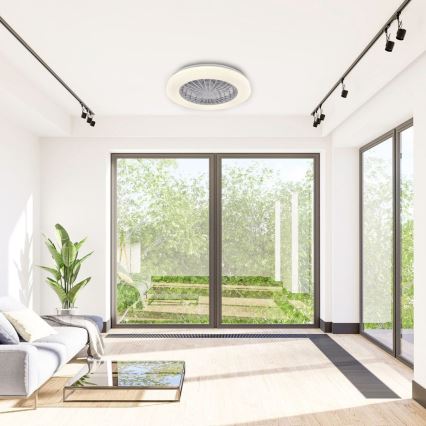 Plafonnier à intensité variable avec ventilateur LIBYA LED/48W/230V 3000-6500K blanc + télécommande