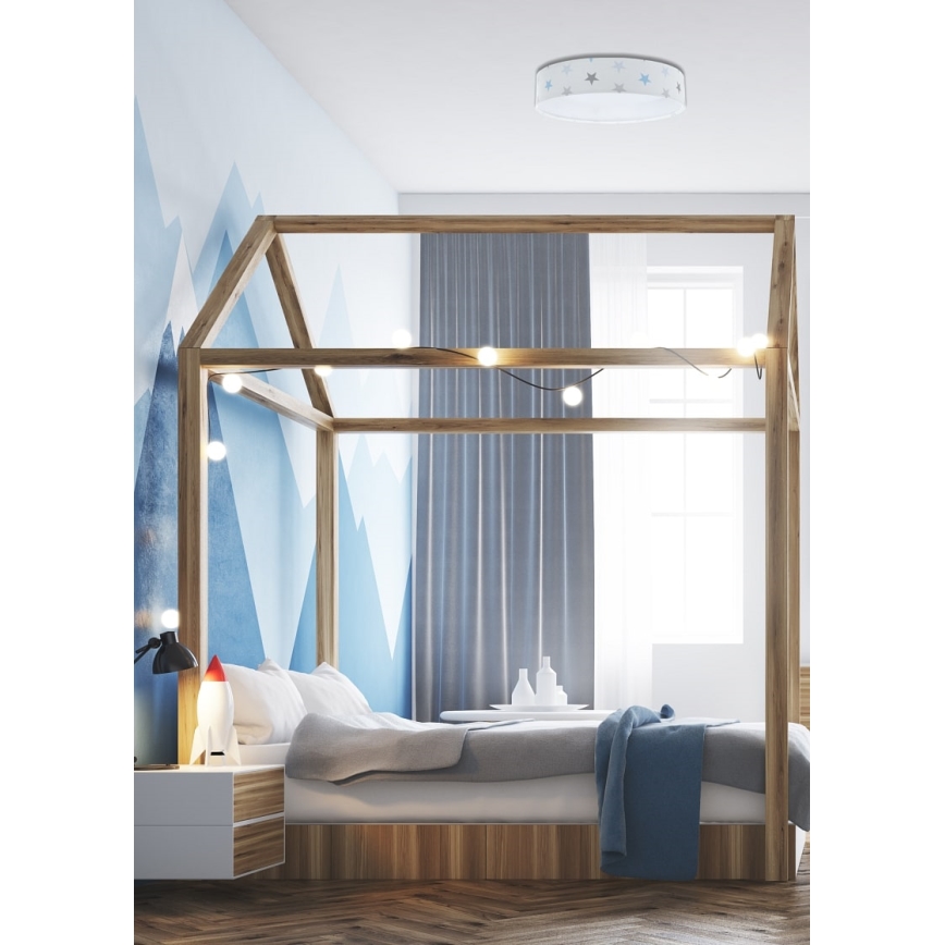 Plafonnier enfant à intensité variable SMART GALAXY KIDS LED/24W/230V 3000-6500K étoiles gris/blanc/bleu + télécommande