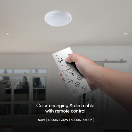 Plafonnier à intensité variable LED/60W/230V 3000-6500K 49,2 cm blanc + télécommande