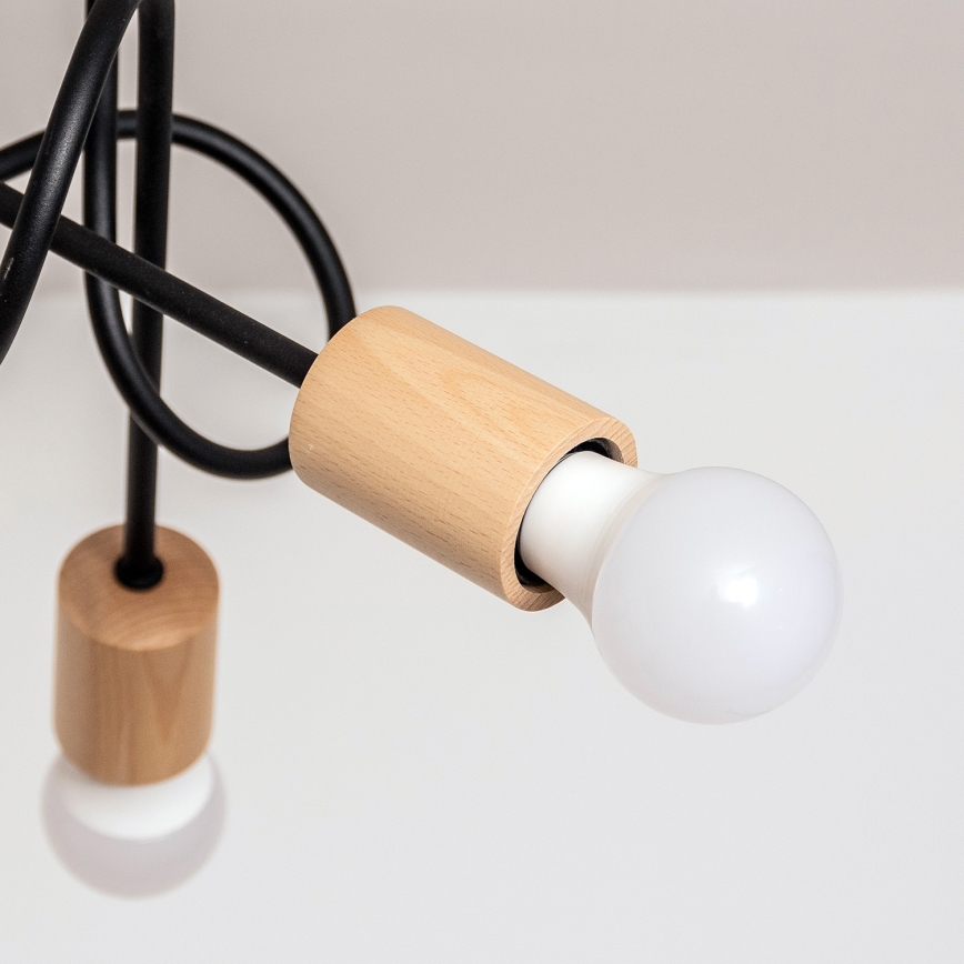 Plafonnier à montage apparent OXFORD 5xE27/15W/230V, pin/noir