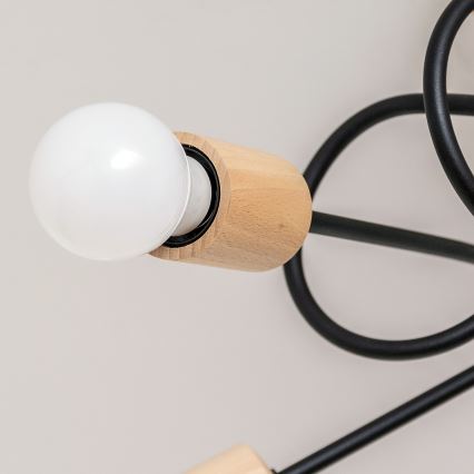 Plafonnier à montage apparent OXFORD 5xE27/15W/230V, pin/noir