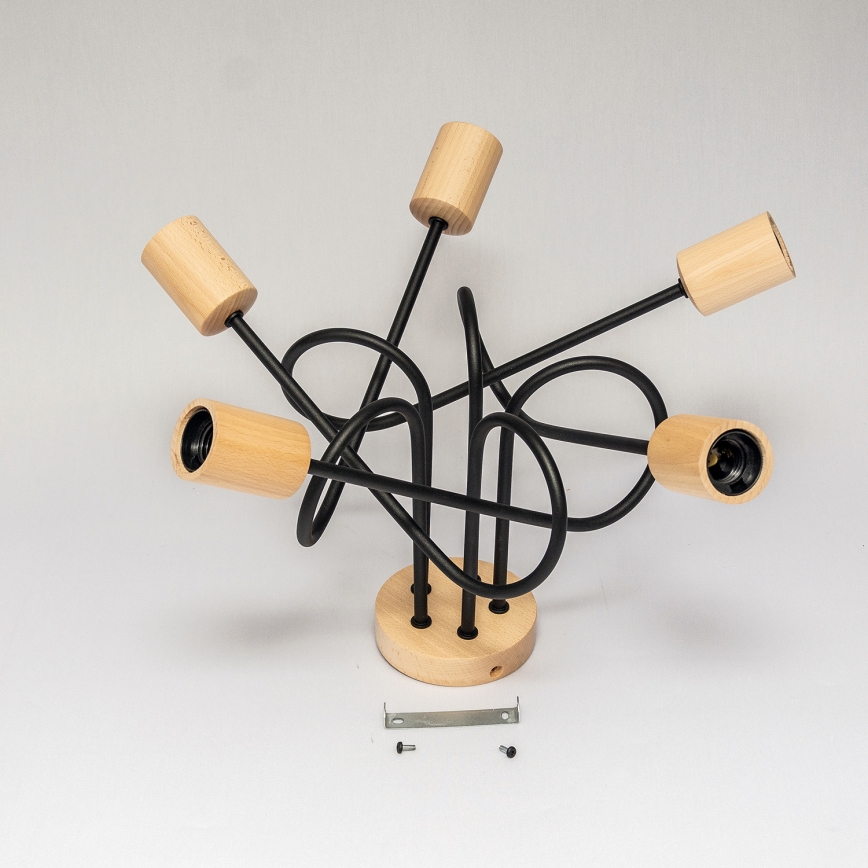 Plafonnier à montage apparent OXFORD 5xE27/15W/230V, pin/noir