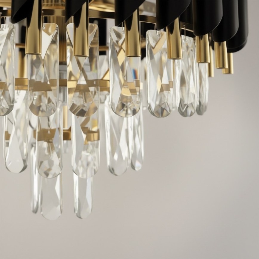 Plafonnier à montage en surface CRISTAL 5xE14/10W/230V Ø 38 cm noir/doré