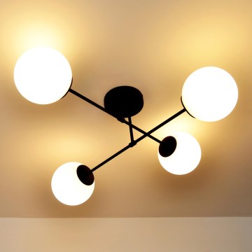 Plafonnier à montage en surface MOON 4xE27/15W/230V noir
