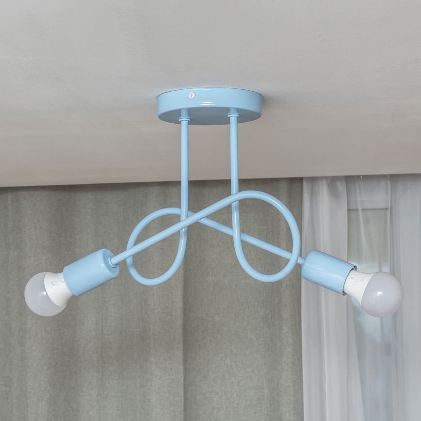 Plafonnier à montage en surface OXFORD 2xE27/15W/230V bleu