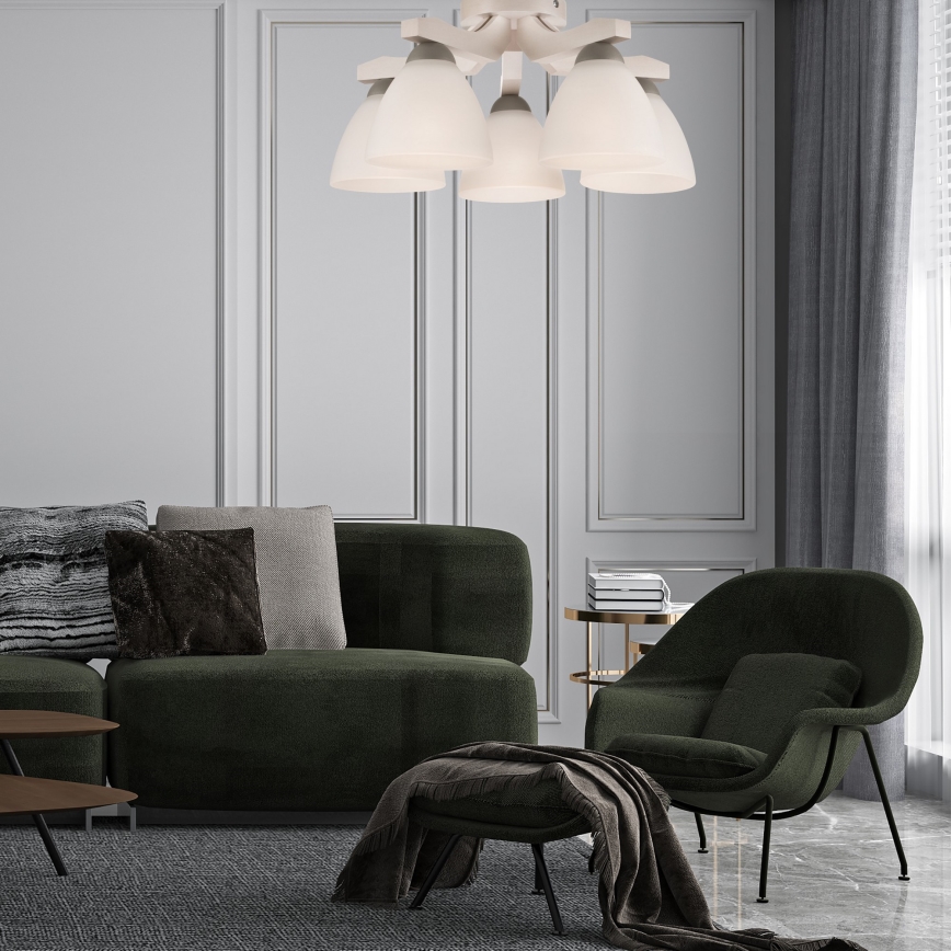 Plafonnier ADRIANO 5xE27/60W/230V en hêtre