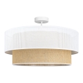 Plafonnier affleurant BORHO 1xE27/60W/230V Ø 50 cm blanc/jute