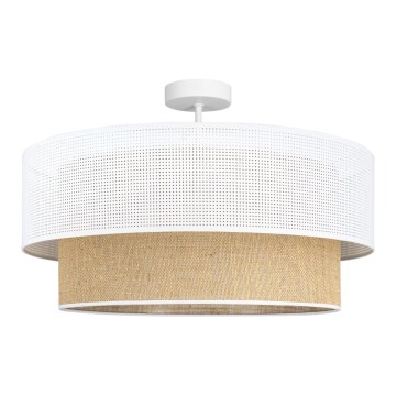 Plafonnier affleurant BORHO 1xE27/60W/230V Ø 50 cm blanc/jute