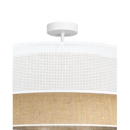 Plafonnier affleurant BORHO 1xE27/60W/230V Ø 50 cm blanc/jute