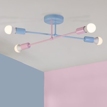 Plafonnier affleurant CAMBRIDGE 4xE27/15W/230V bleu/rose