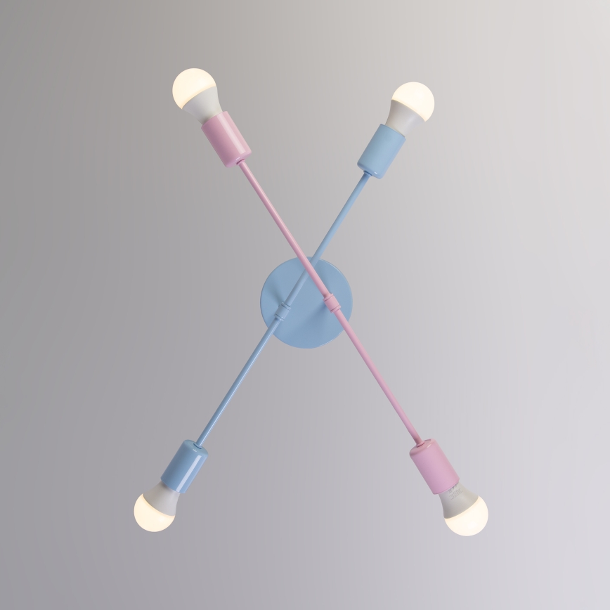Plafonnier affleurant CAMBRIDGE 4xE27/15W/230V bleu/rose